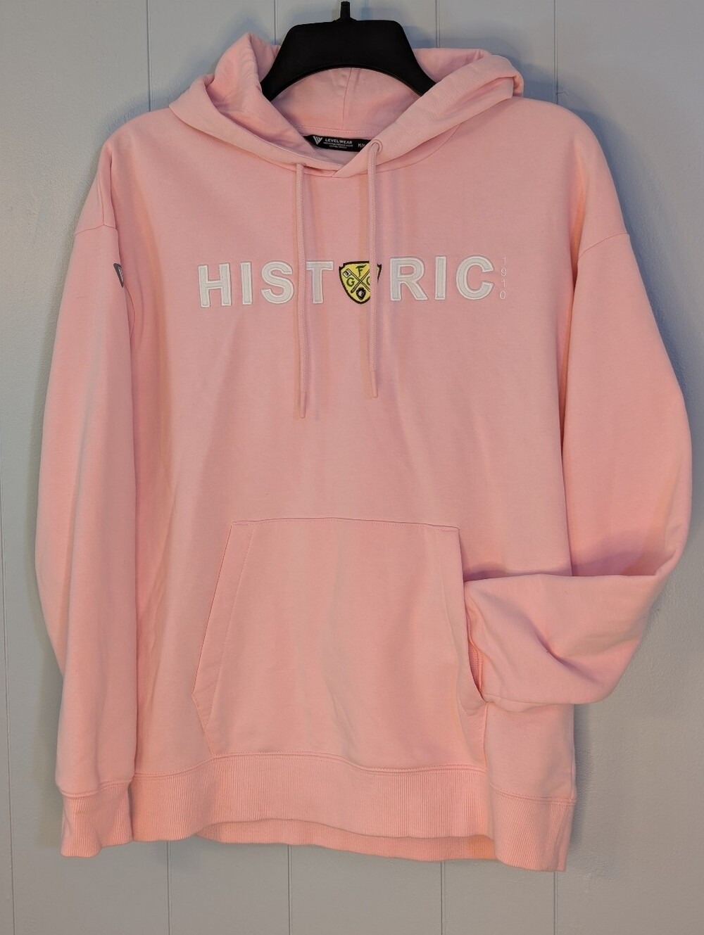 Historic Pink Hooded Sweatshirt with Small Stain On Sleeve